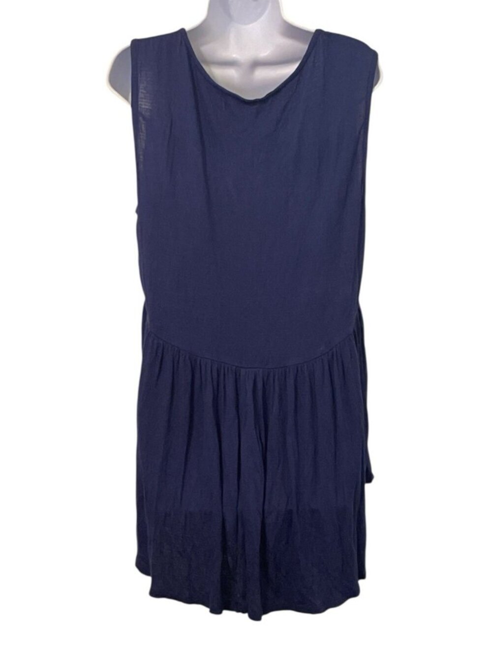 New Directions Weekend Womens Crochet Tunic Blouse Size L Blue Sleeveless